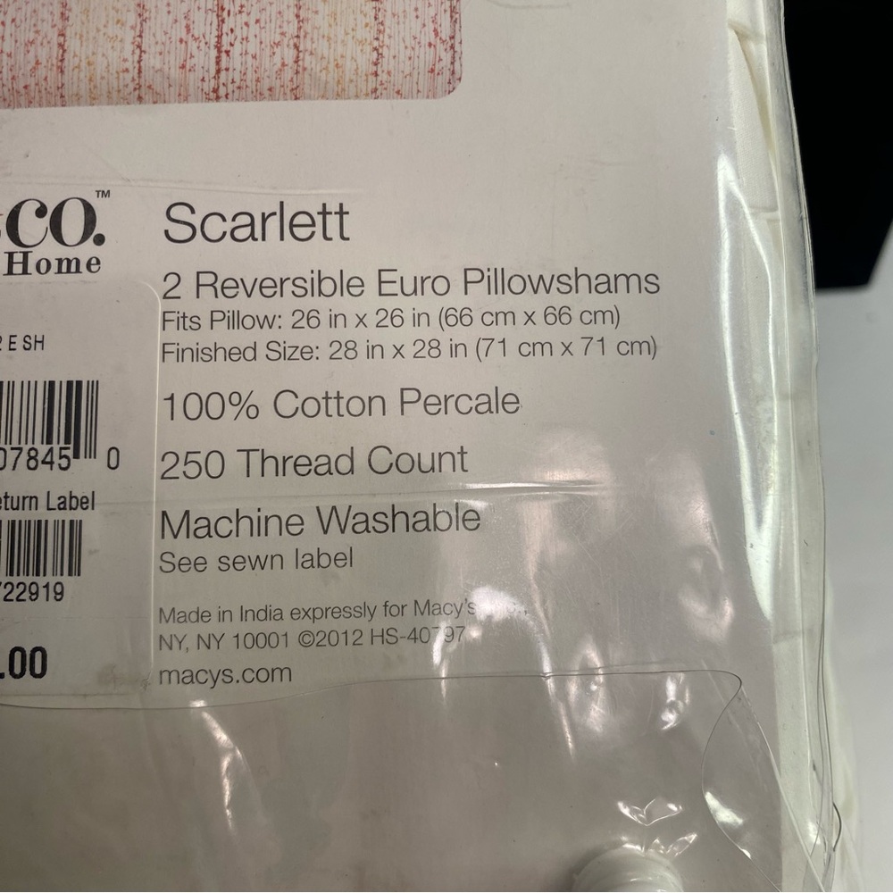 NWT Style& Co. Home two reversible euro pillow shams. Multicolor. - Picture 6 of 7
